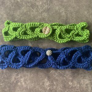 2 Hand Crocheted Womens Headbands